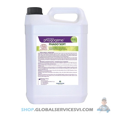 Nettoyant désinfectant PHAGOSOFT 5L - LOT DE 2 - SODISE 57605.02